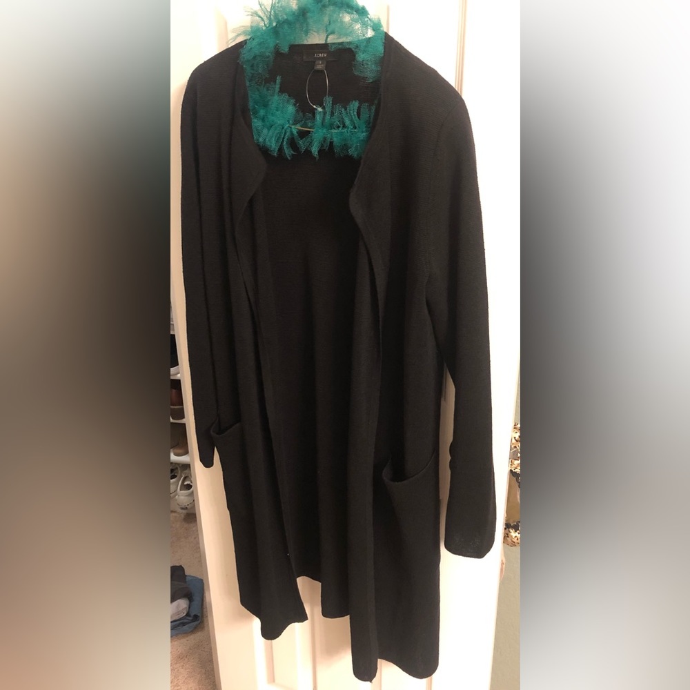 J. Crew Juliette Collarless Sweater Blazer in Black Size Small